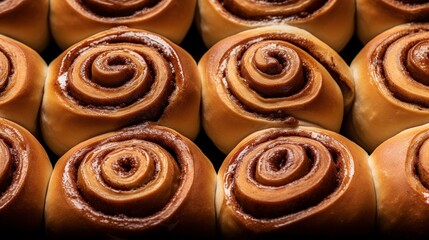 A photo of a mouth-watering display of cinnamon rolls