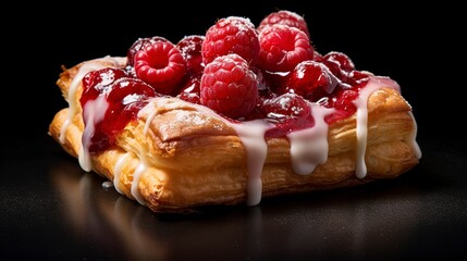 A photo of a mouth-watering raspberry-filled danish