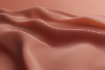 Fototapeta premium Flowing silk fabric abstract background. Mocha Mousse - color of the year 2025. Elegant textile for fashion, wedding design and luxury branding.