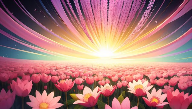 Abstract paintings of flowers sunlight clouds skies rainbow drops elegant beauty