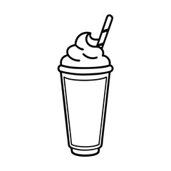 Milkshake line art vector illustration