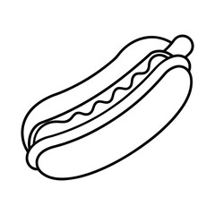 Hot dog line art vector illustration