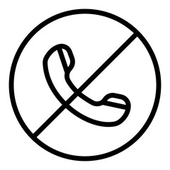 Crossed out phone icon isolated on white background. Vector illustration.