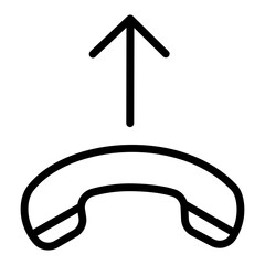Handset icon with outgoing call. Vector illustration.