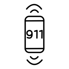Telephone icon with 911 emergency call. Vector illustration.