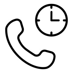 Phone call icon at a certain time. Vector illustration.