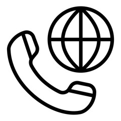 Handset icon with international call. Vector illustration.