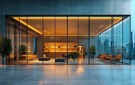 large modern glass panel office,



