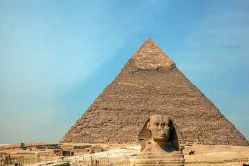Sphinx and Pyramid in Gaza near Cairo Egupt