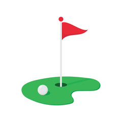 Golf Flag And Golf Course Icon Vector Design.