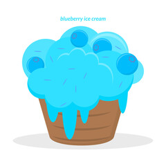 blueberry ice cream. vector illustration. food theme