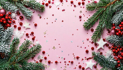 christmas background with christmas tree branches
