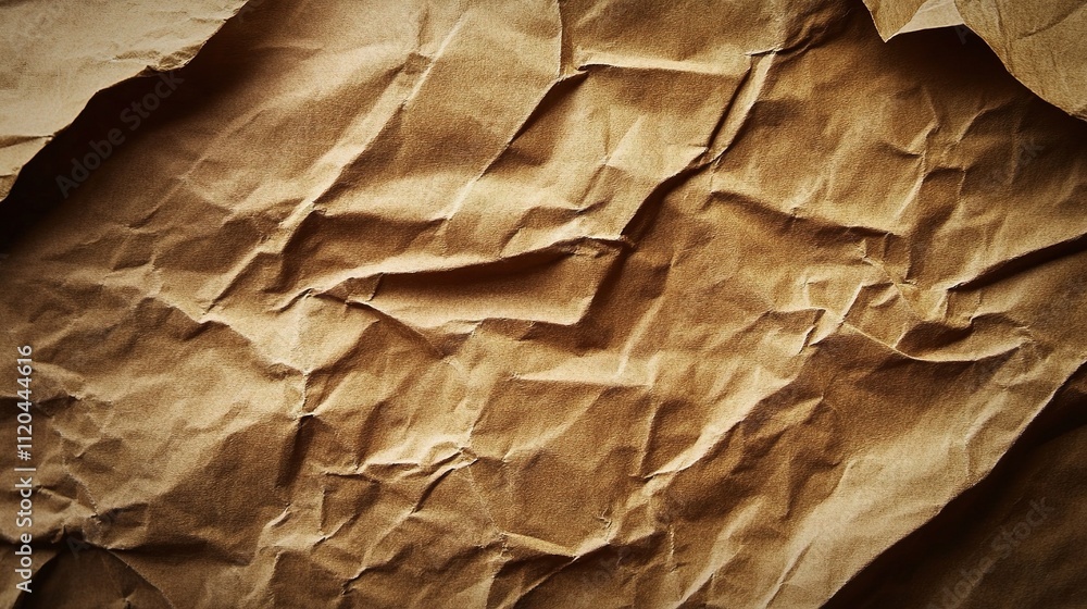 Poster rich brown crumpled paper texture for background use in design