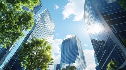 Vibrant Sunny View of Singapore Business District with Modern Architecture
