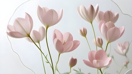 Naklejka premium Pink blossoms in flight, isolated on a clear background cutaway