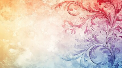 Abstract Floral Swirls Background in Soft Orange and Purple Tones