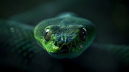 Fototapeta premium green snake close up