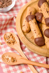 Sticks shortbread dipped in chocolate. Home made cookies