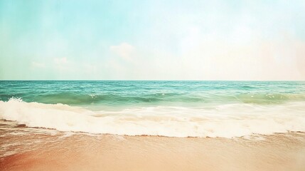 Fototapeta premium Serene Watercolour Beach Scene Evoking Summer Vibes and Tranquility