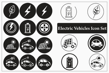 Electric Vehicles' modern Hybrid icons set, a minimalist silhouette, vector, illustration, isolated. Adobe Illustrator Artwork.