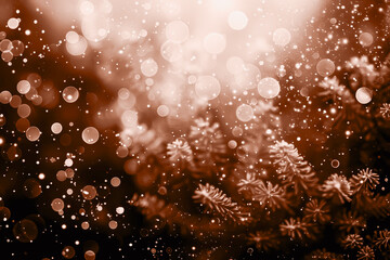 Elegant abstract Christmas brown mocha mousse background with sparkling lights