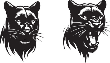 Minimalist Panther Head Design for Simple and Striking Graphics
