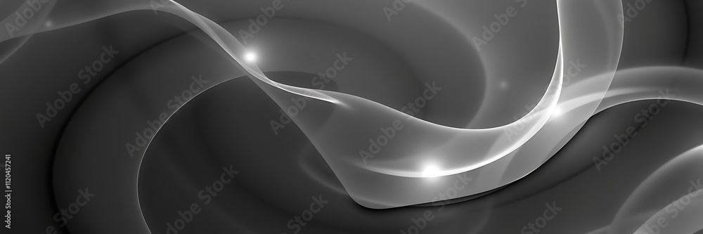 Poster abstract silver flow: image of silver lines flowing in a mesmerizing pattern, sense of movement and 