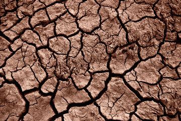 Top view of cracked dry earth surface. Demonstrating color of 2025 year.