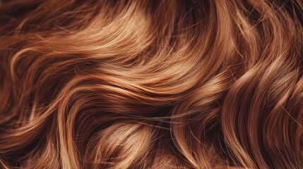 Naklejka premium Close-up of wavy red hair strands with shiny highlights and smooth texture