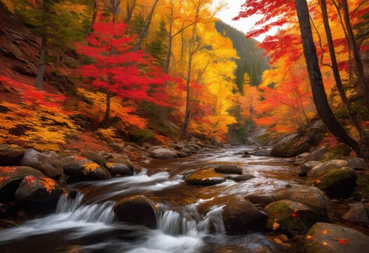 vibrant autumn foliage showcasing bright colors amidst scenic natural backdrops picturesque outdoor setting, leaves, forest, trees, nature, landscape