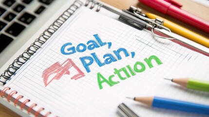 Creative Notepad with Goals and Action Plans for Productivity