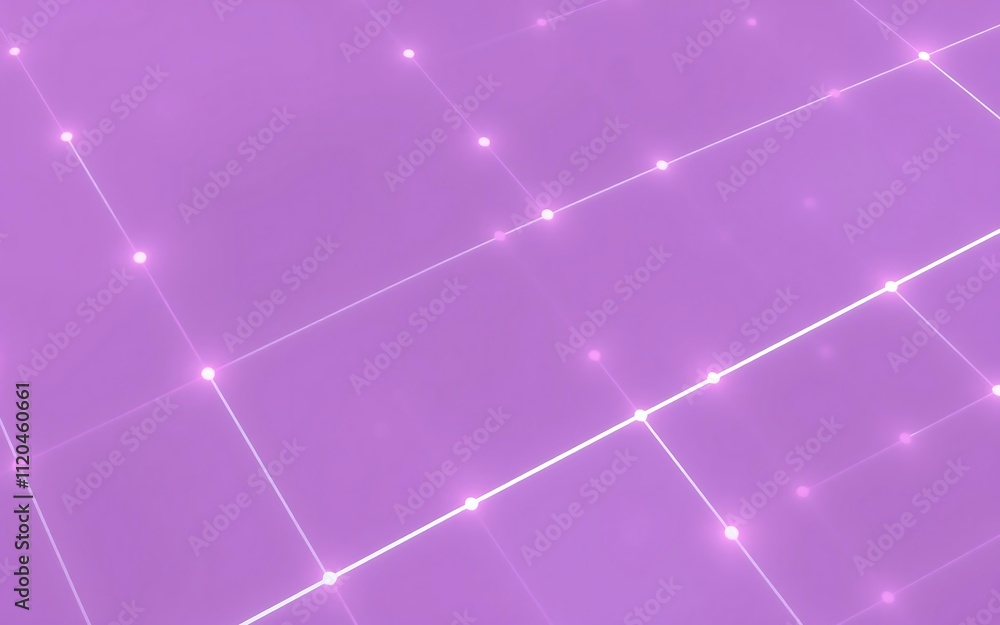 Poster glowing network abstract. purple background texture features soft lines connecting bright dots. el
