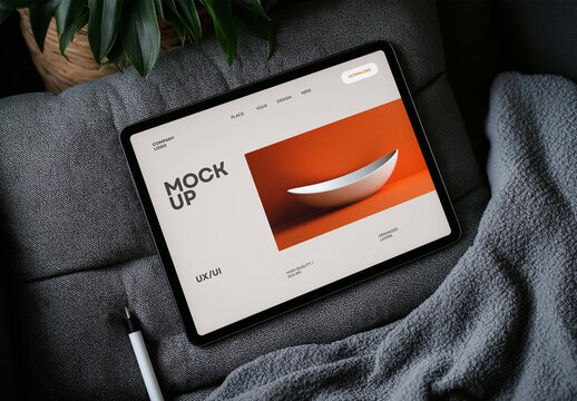 High-Quality Tablet Mockup Template &ndash; AI-Generated Design Featuring Isolated Responsive Touch Screen for UI/UX, Web Design, and Digital Applications