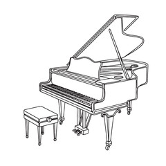 Piano drawing lineart.