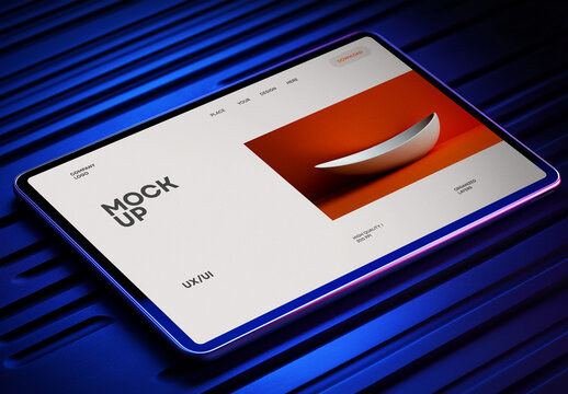 High-Quality Tablet Mockup Template &ndash; AI-Generated Design Featuring Isolated Responsive Touch Screen for UI/UX, Web Design, and Digital Applications