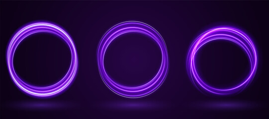 Light Purple Neon Ring: Circular Glow with Movement and Speed Effect for Dynamic Visuals and Web Design