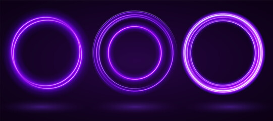 Light Purple Neon Ring: Circular Glow with Movement and Speed Effect for Dynamic Visuals and Web Design