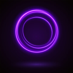 Light Purple Luminous Circle. Elegant Frame for Stylish Visuals. Futuristic graphic element for social media stories. Ellipse shimmery color. Swirl effect curve. Neon circle frame. Illuminate frame
