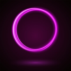 Light Pink Luminous Circle. Elegant Frame for Stylish Visuals. Futuristic graphic element for social media stories. Ellipse shimmery color. Swirl effect curve. Neon circle frame. Illuminate frame