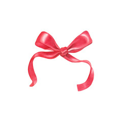 Watercolor Red Gift Bow &ndash; Decorative Element for Polygraphy
