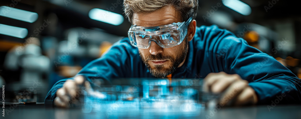 Poster industry 4.0 engineer utilizing ai technology in smart manufacturing factory setting