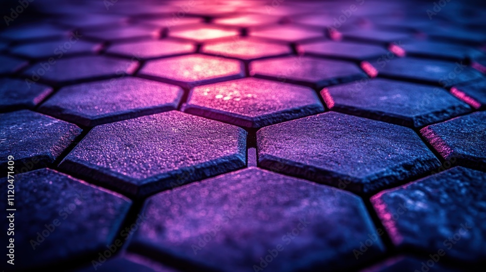 Poster illuminated hexagonal textured surface.