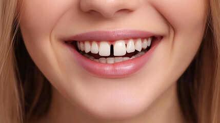 portrait of beautiful smiling woman with diastema