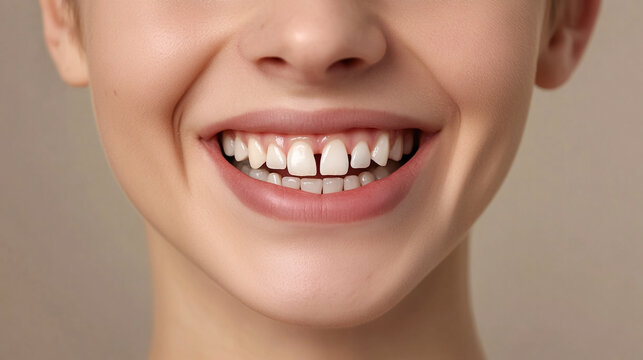 portrait of beautiful smiling woman with diastema
