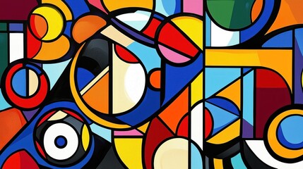 Vibrant Abstract Geometric Composition: A Symphony of Color and Form