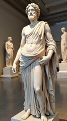 Obraz premium Original Marble Statues Displayed in Acropolis Museum Showcasing Ancient Art and History. Generative AI