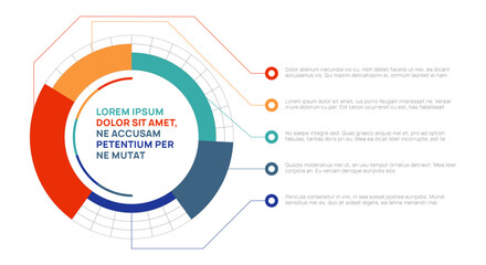 Colorful pie chart with different size slices, representing market share or other data, is displayed with accompanying explanatory text and bullet points, providing context and insights