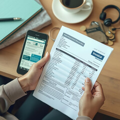 Financial report and banking management with E invoice bill.digital online statements online money payment