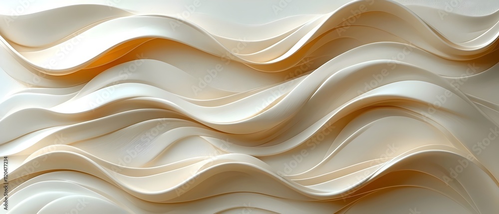 Poster abstract waves in soft cream and beige tones create a soothing and elegant texture, offering a seren