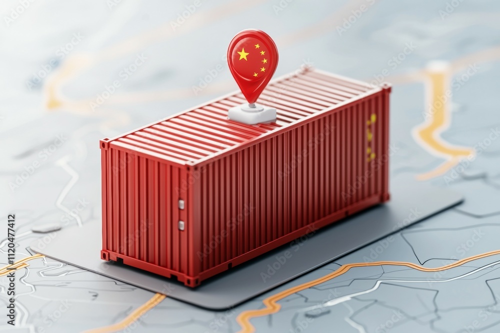 Poster a red container with a red star on top of it